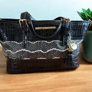 Genuine Leather Brahmin Mini Asher Satchel in Black Melbourne
